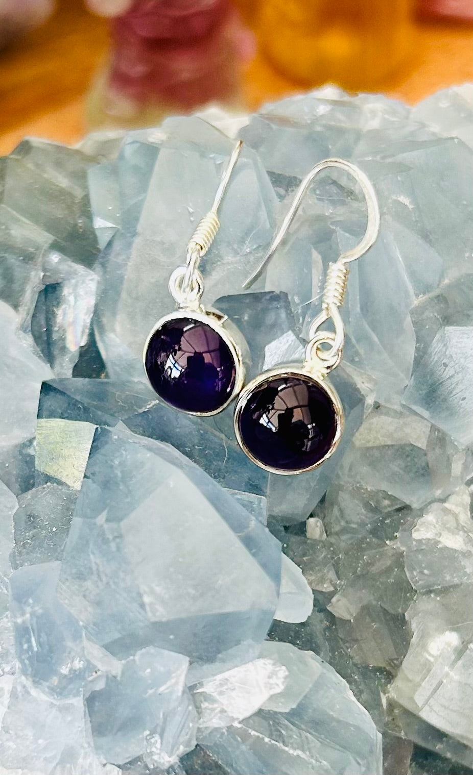 Amethyst sterling silver drop earrings