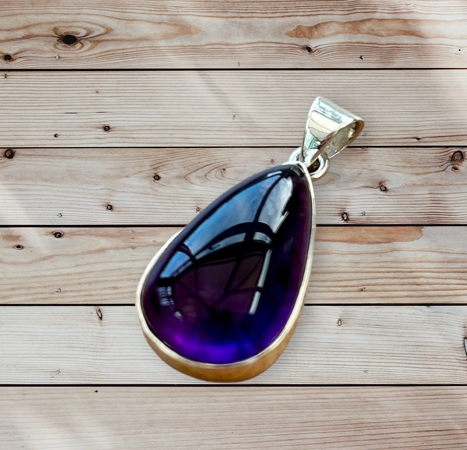 Solid silver Amethyst pendant