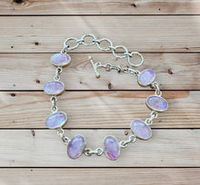 Load image into Gallery viewer, Pink moonstone solid silver bracelet
