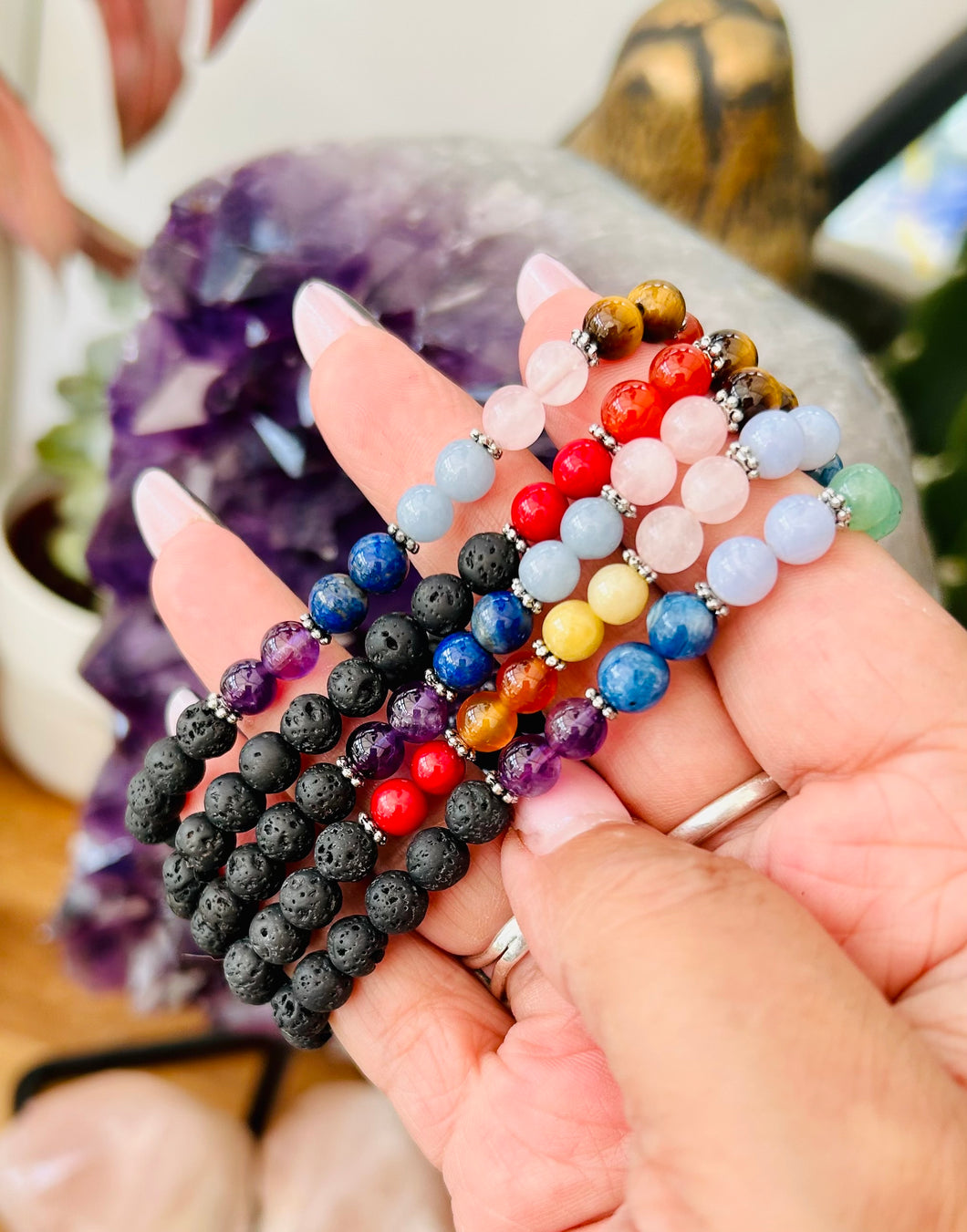 Chakra and Lava bead bracelets