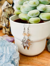 Load image into Gallery viewer, Peach moonstone Goddess earrings
