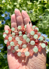 Load image into Gallery viewer, Pink &amp; Green Strawberry Quartz Bracelet ✨🌸
