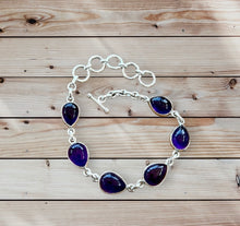 Load image into Gallery viewer, Solid silver Amethyst bracelet
