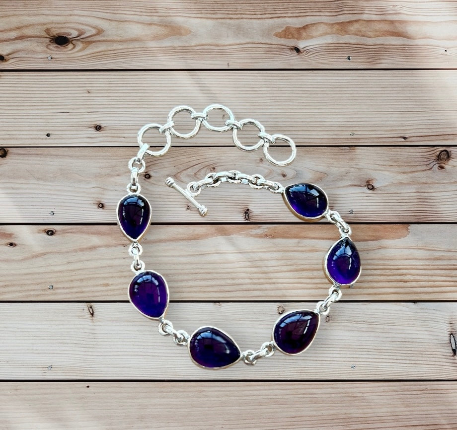 Solid silver Amethyst bracelet