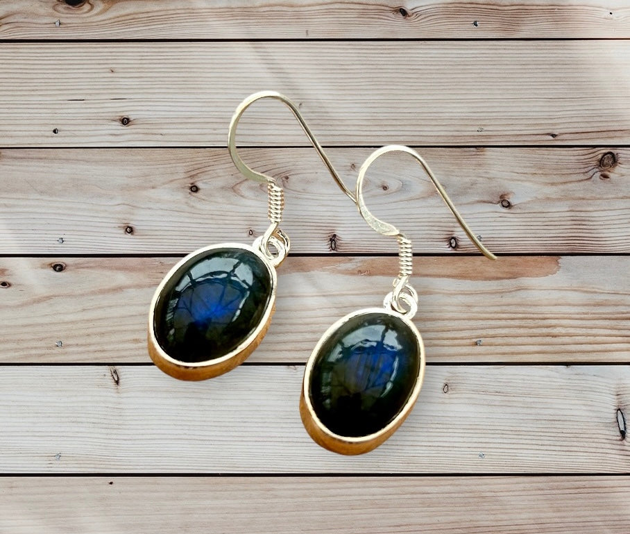 Solid silver Labradorite drop earrings