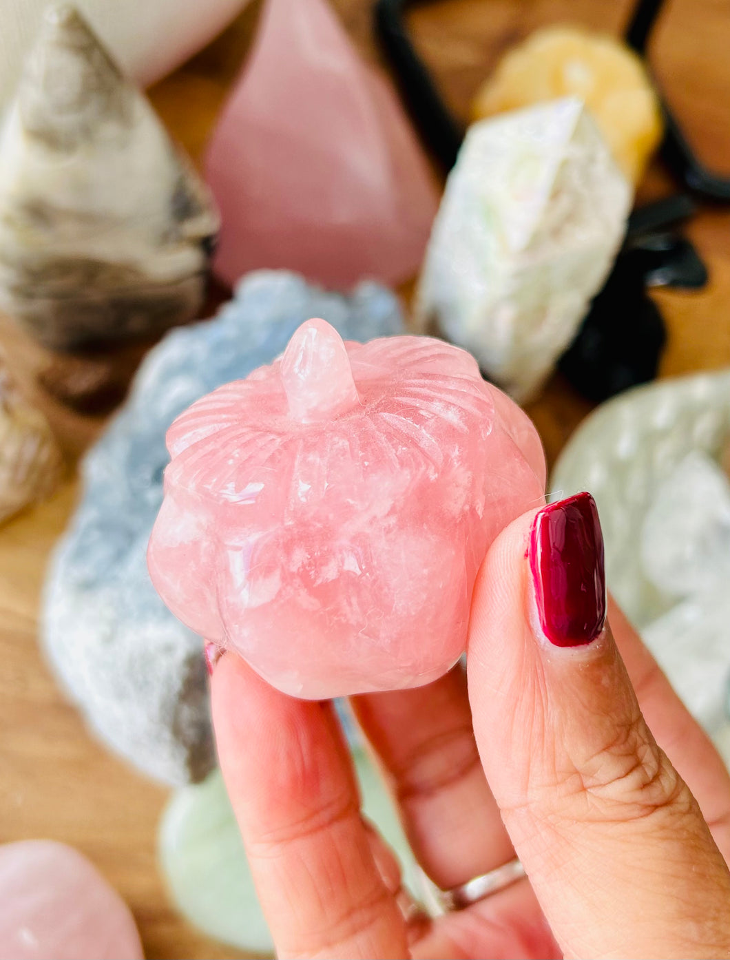 Rose Quartz carved pumpkin