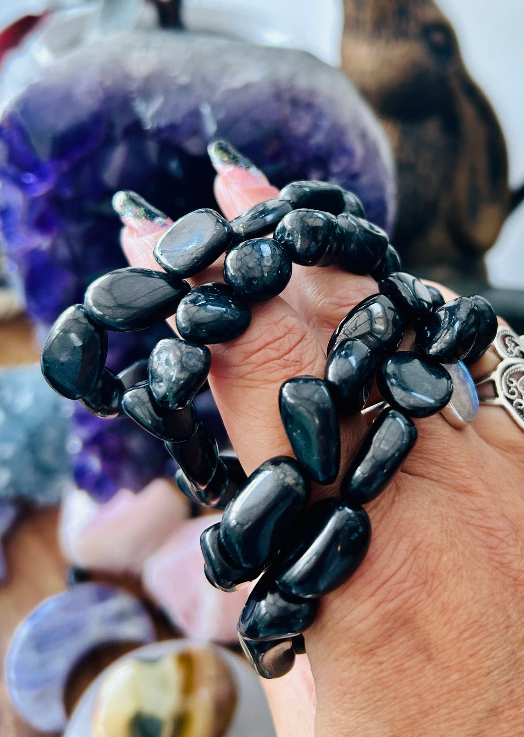 Chunky shungite bracelets