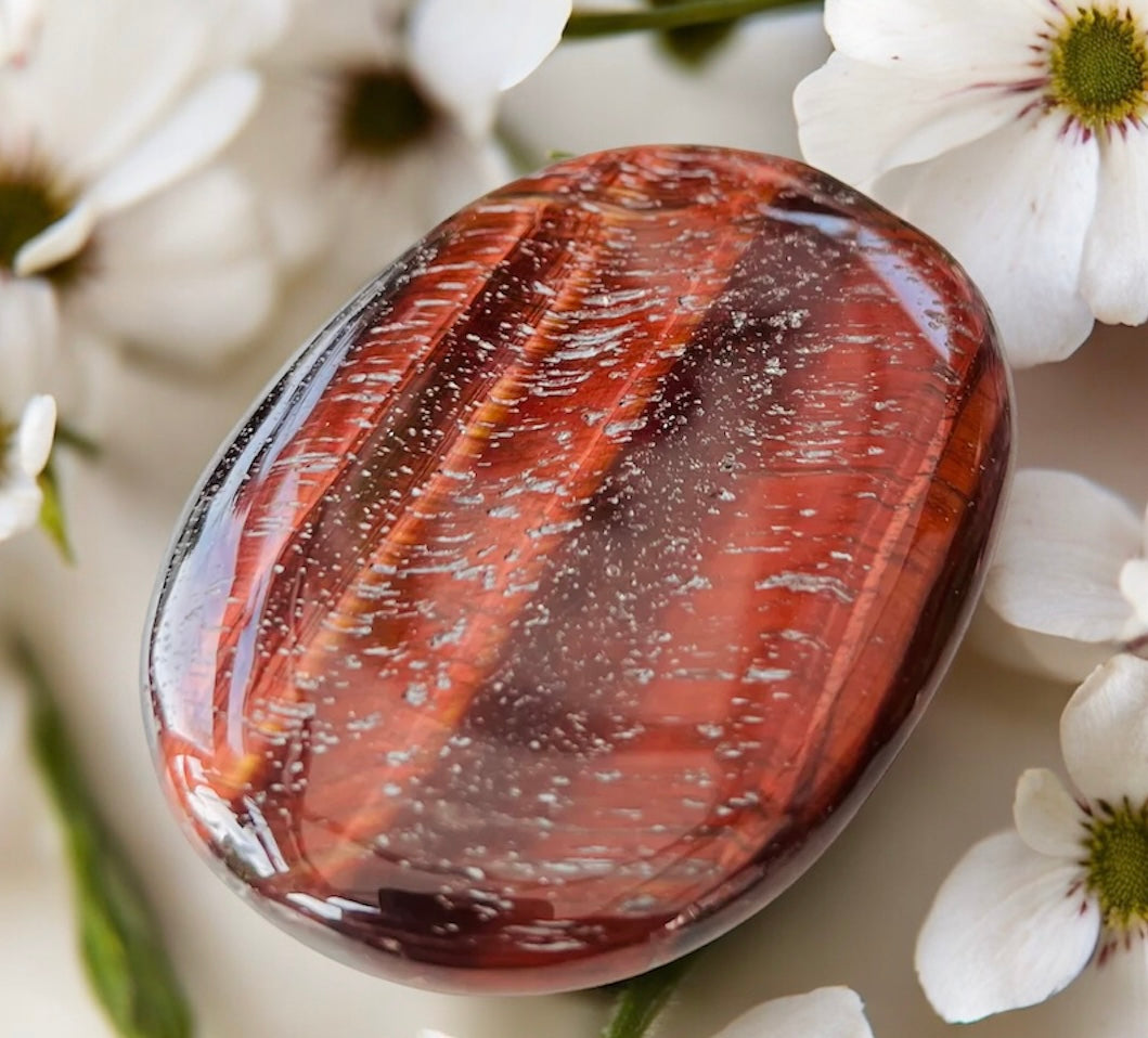 Red Tigers Eye palm stone