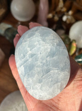 Load image into Gallery viewer, Large Blue Calcite palm stone
