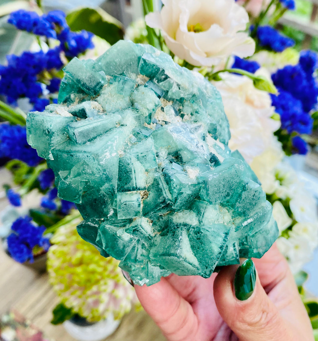 Green Fluorite cluster raw