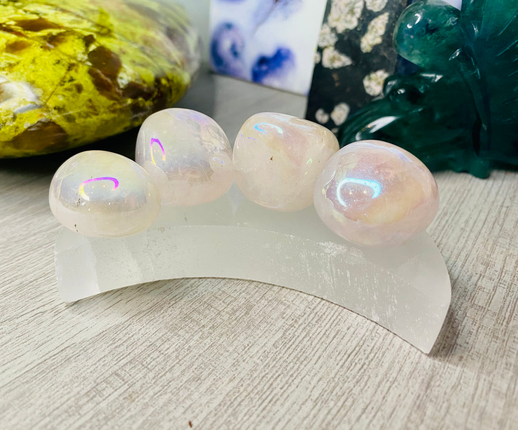 Rose Aura Quartz tumbles