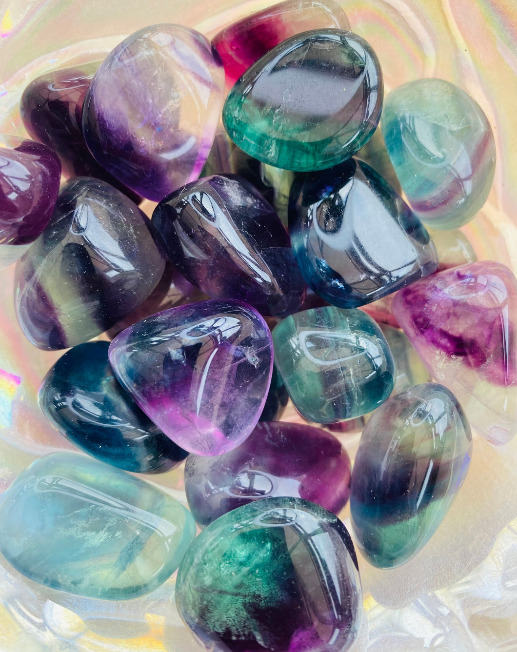 Rainbow Fluorite tumbles