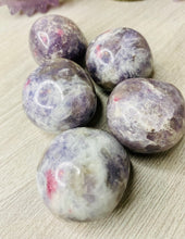 Load image into Gallery viewer, Pink Tourmaline and Lepidolite in Quartz stress balls
