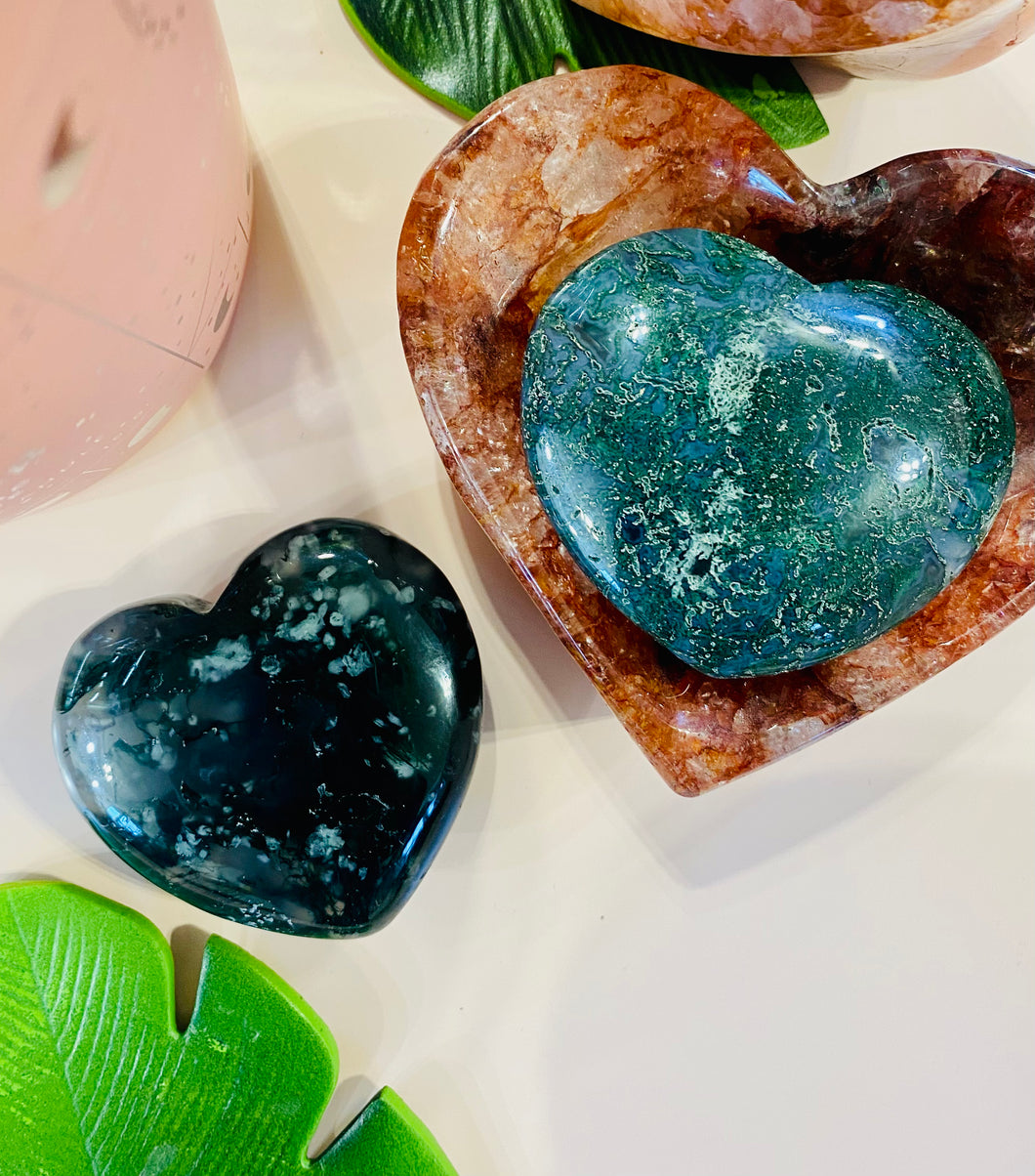 Moss Agate Hearts