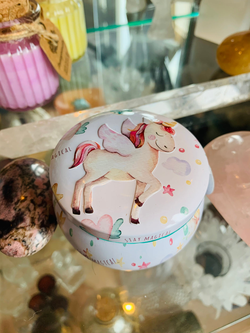 Unicorn Art Tin Candle